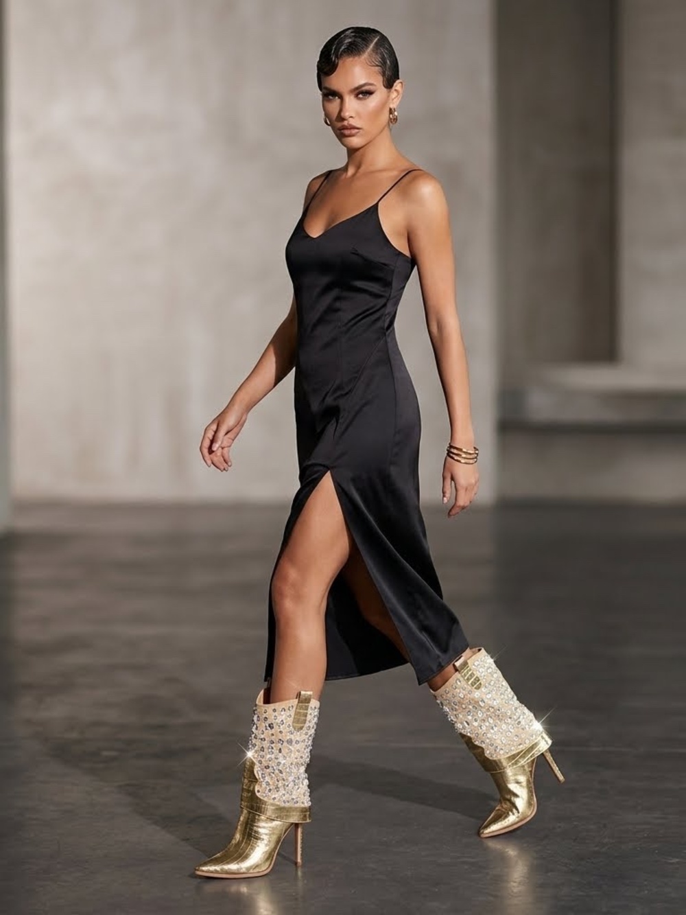 Gold and Rhinestone Boots 8.5